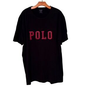 Vintage 90s Polo Sport Ralph Lauren Black T Shirt Mens Large RED Graphic Logo